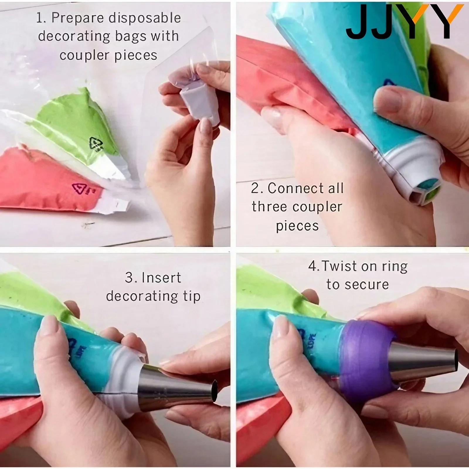 Cake Decoration JJYY 3 Holes Converter Mix 3 Colors Icing Piping Nozzle Cream Decorated Mouth