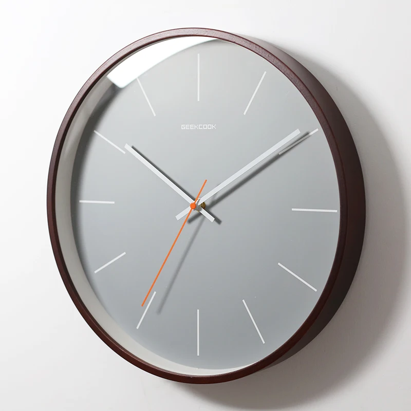 Large Round Silent Wood Wall clock C  