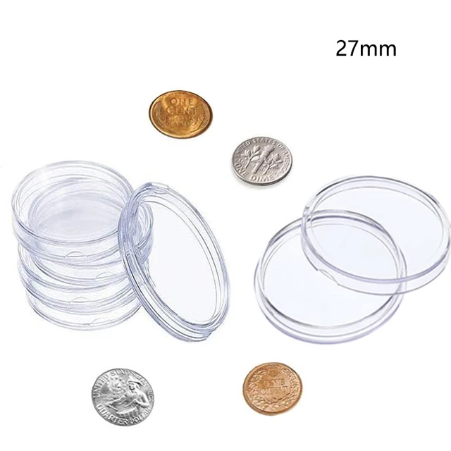 1050Pcs 21/22/24/25/26/38/40/45mm Transparent Round Coin Box Capsules