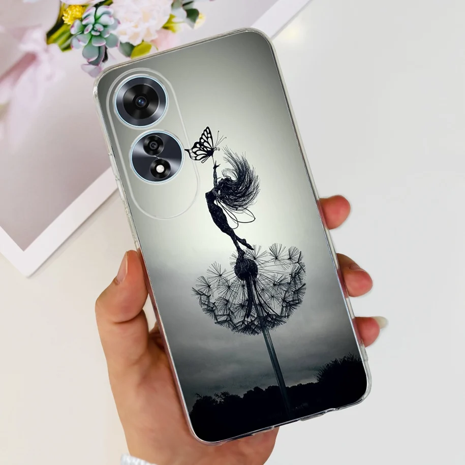 2024 New Stylish Flower Transparent Soft Silicone Slim Back Cover