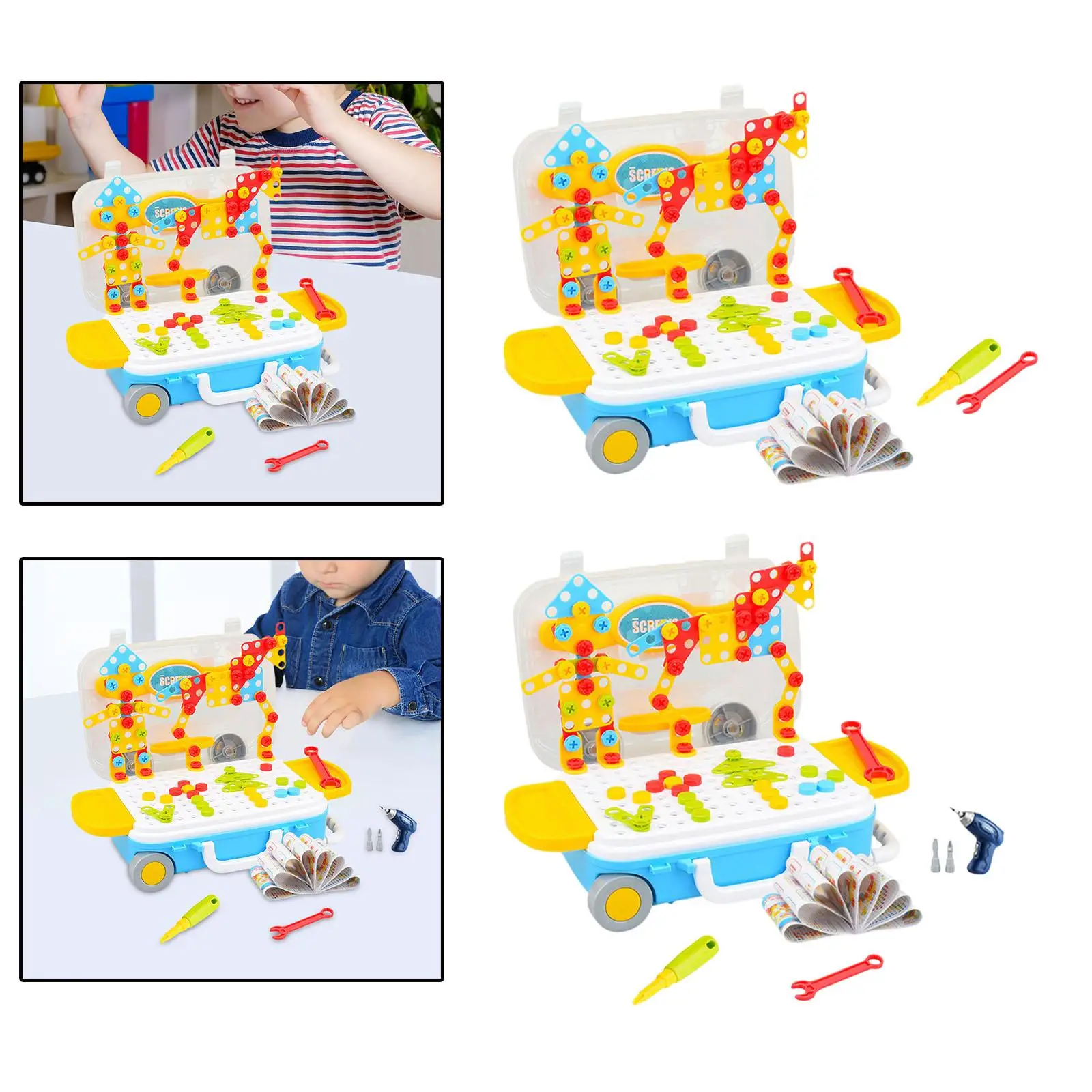 Mosaic Drill Set Nut Puzzles Block Kids Nut and Bolts Toy for Preschool Fine