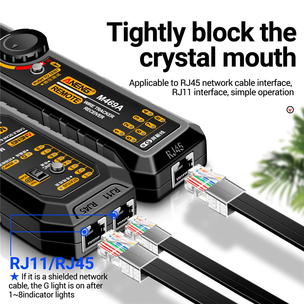 Network Cable Tester RJ11/RJ45 Multifunctional Line Finder Anti-interference Test Instrument Wire Tracer Ethernet Network Cable Collation Tester
