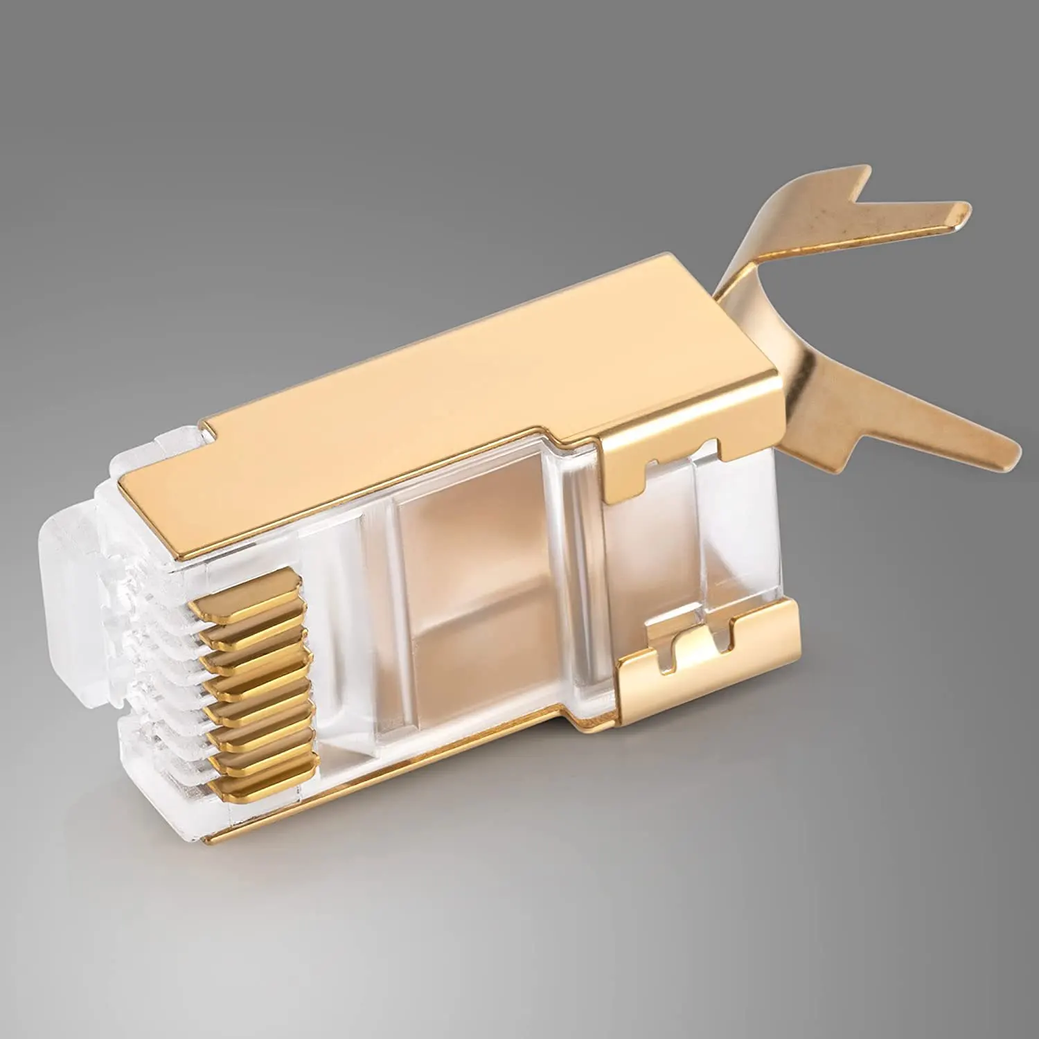 ZoeRax CAT8 CAT7 RJ45-Stecker 50U CAT6A-Endstücke Ethernet-Kabelstecker Netzwerk SFTP FTP Abgeschirmter LAN-Buchsen-Durchgang mit Loch – Detail 6
