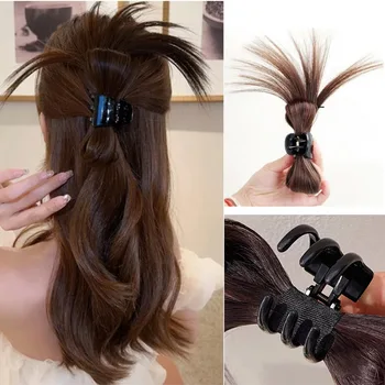 Synthetic  Women Half-tie Hair Claw Feather Shuttlecock Head Lazy Head Clip Wig Catch Clip High Ponytail Hair Accessories