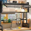 Over The Sink Dish Drying Rack Multi-Functional Countertop Scullery Kitchen Sink Storage Shelf Dish Drain Rack with Cabinet Door 2