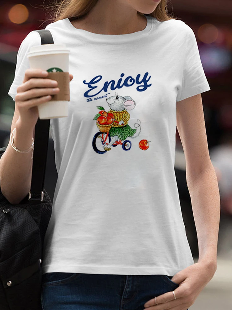 

New Year Holiday Winter Happy Cute Christmas Women T Shirt Print Tops Tee Lady T-Shirts Top T-Shirt New Year Female Graphic T
