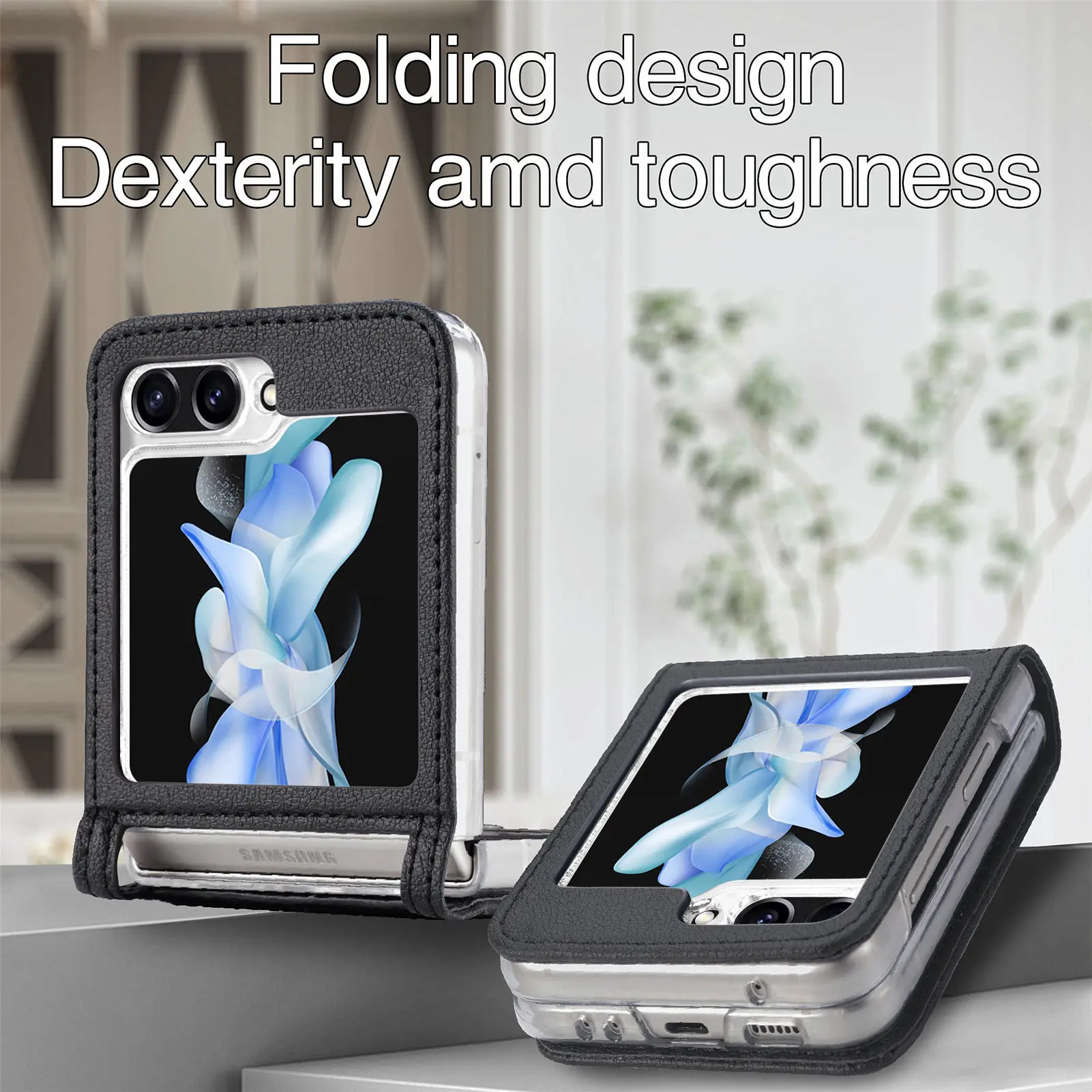 Portabl Card Holder Anti-knock Case for Samsung Galaxy Z Flip 8 7 6 5G Flip8 Flip7 fe Flip5 Flip3 Flip4 Flip6 Flip 5 4 3 Covers 5