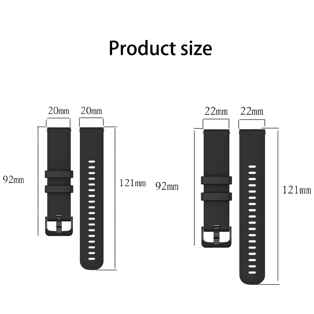 Silicone Wristband Bracelet Strap - 20mm/22mm Universal Fit