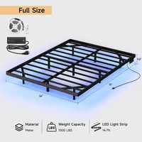 Full Size Floating Bed Frame with USB Charging Station and Smart LED Lights, Heavy Duty Mectal Platform Bed Frame 2