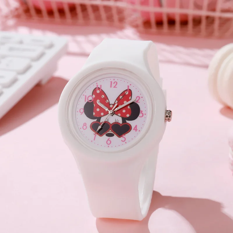 Montre Enfant Minnie Mouse Blanche - Silicone Confortable
