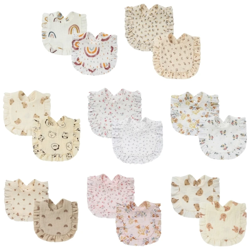 

C5AA Newborns Burp Cloths Infant Supplies LotusLeaf Bib Cotton Soft Baby Bibs