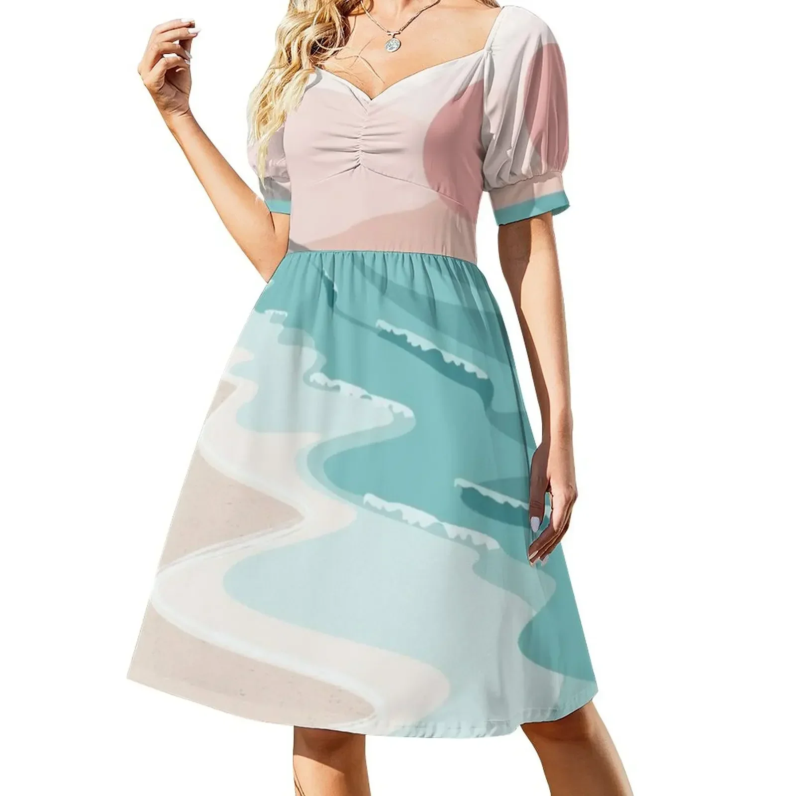 thumbnail image 1 of La hora dorada Vestido de manga corta Ropa femenina vestido de mujer ropa para mujer, 1 of 7