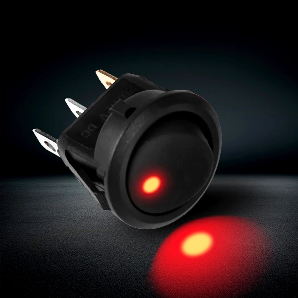 12V 20A Black Car Boat Round Dot LED Light Rocker Toggle Switch