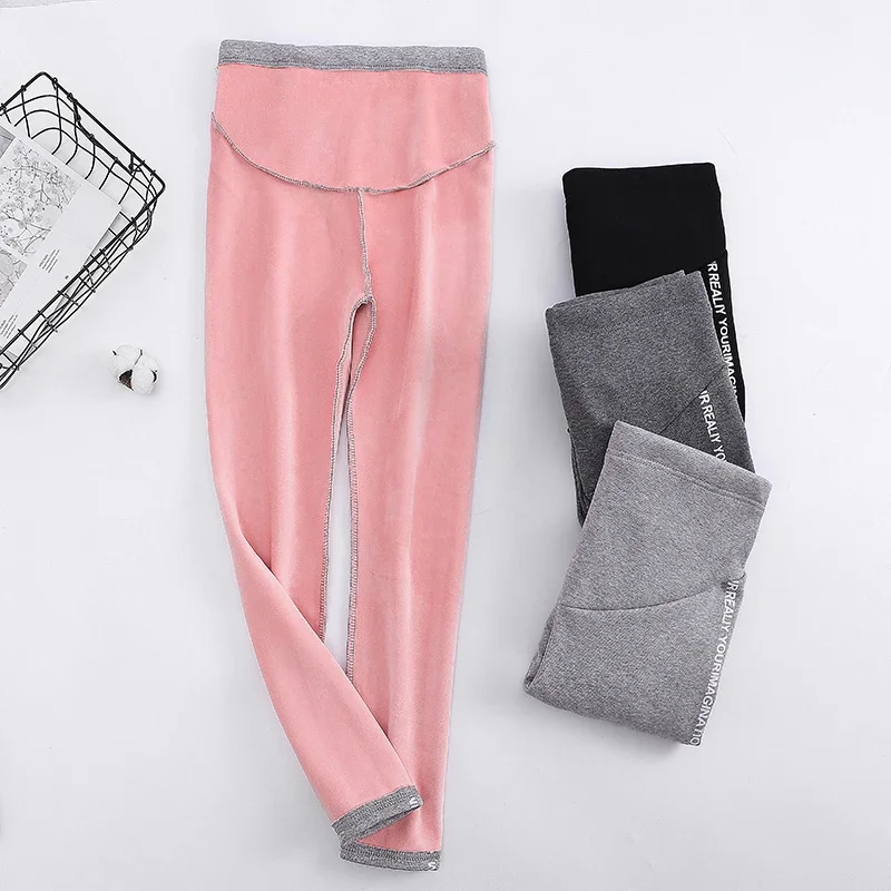 Autumn Winter Velvet Maternity Leggings Pants For Pregnant Women Warm  Clothes Thickening Pregnancy Trousers Clothing 2