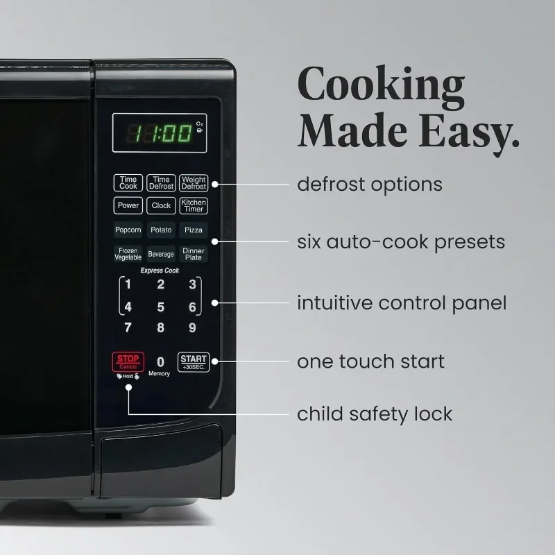 Countertop Microwave 700 Watts, 0.7 Cu. Ft. - Microwave Oven With LED Lighting and Child Lock - Easy Clean Grey Interior 3