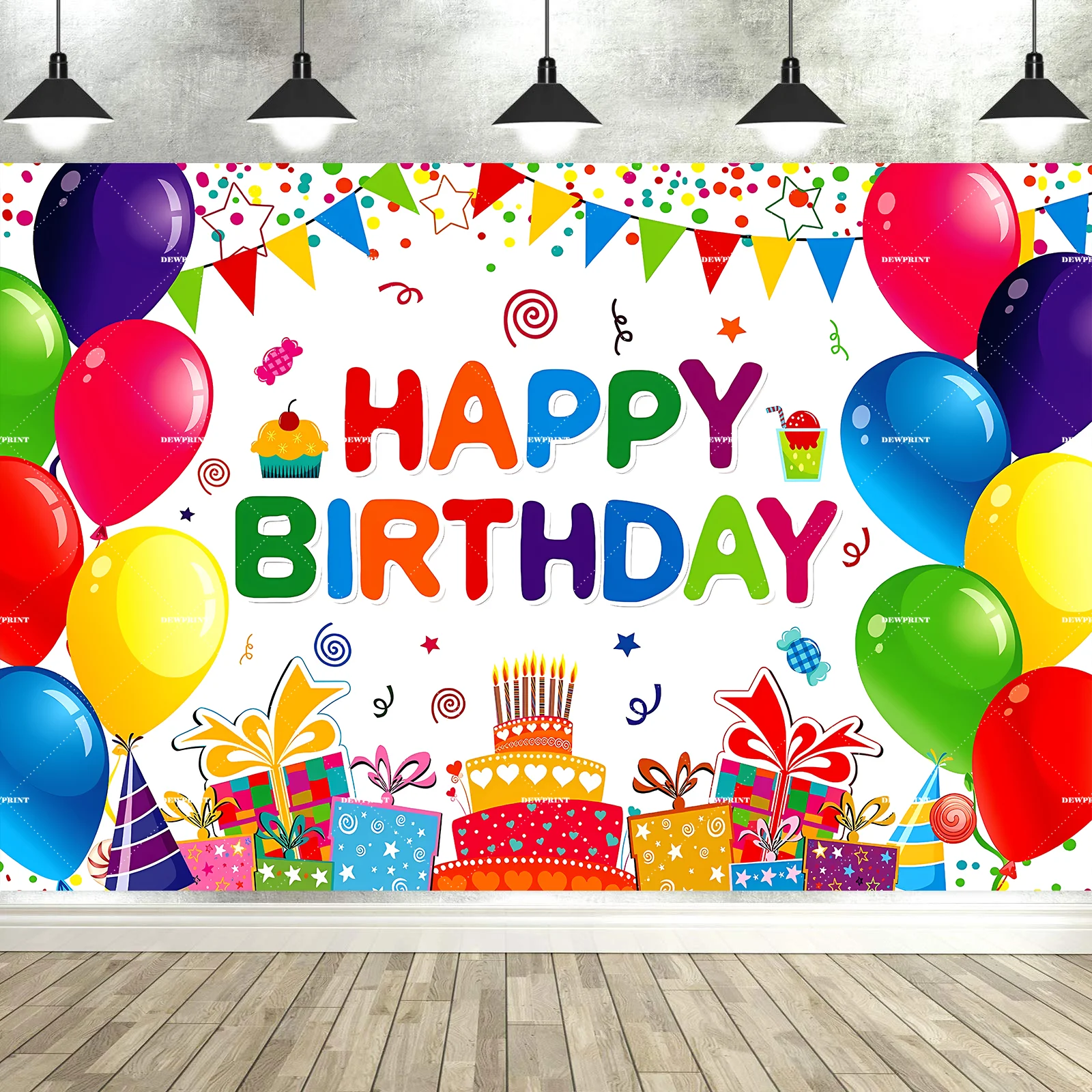 Personalised Happy Birthday Backdrop Background Banner Black And - View #2
