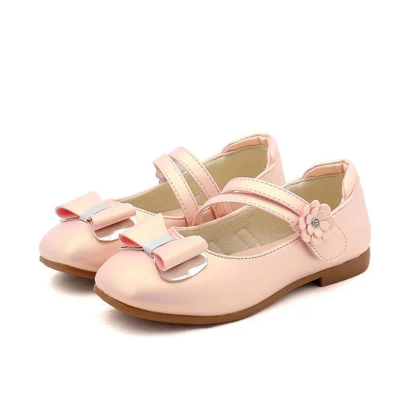 Clogs Kids Princess Bow Flats Flower Shoes for Children Flats Party Shoes Girls Leather Mules