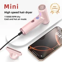 2025 nouveau Mini sèche-cheveux Portable, sèche-cheveux haute puissance à grande vitesse, moteur sans balais avec 110000 tr/min pour adultes et enfants 1