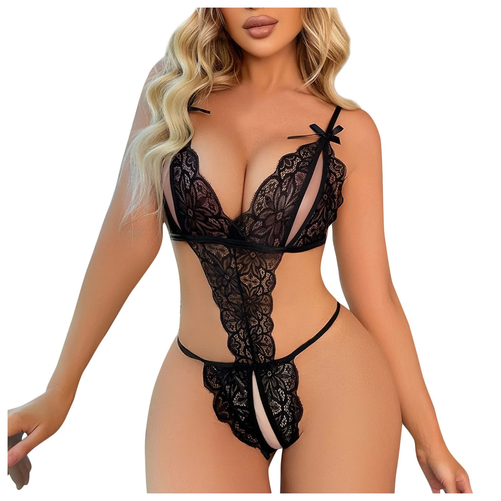 

Women's Fashion Sexy Lace One-piece Set Suit Solid Color Wireless Bra Sexy Underwear Panties эротическое белье сексуальное белье
