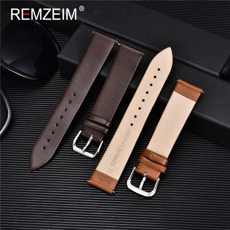 14mm 16mm 18mm 20mm 22mm Genuine Leather Thin Smooth Watch Strap