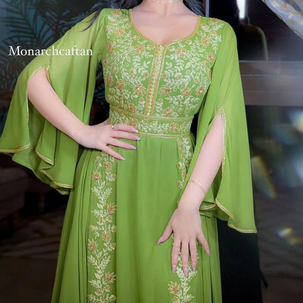 Wepbel Dress Abaya Arab Women Long Sleeve Long Sleeve Caftan Islamic Clothing Embroidered Kaftan Robe Muslim Evening Gown