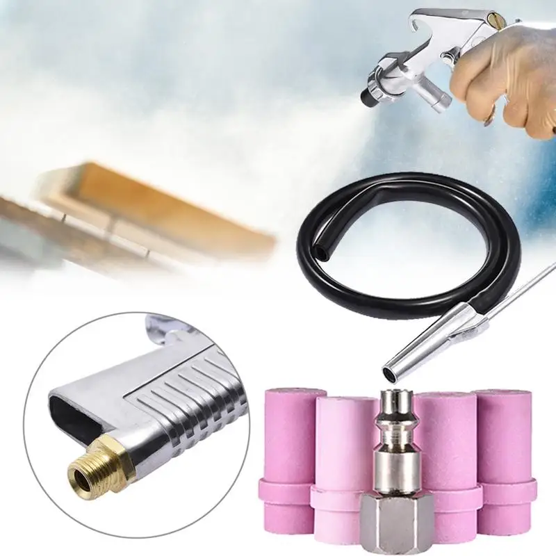 Air Sand Blasting Guns Abrasive Air Sand Blasting Guns Kit 1 Ceramic Nozzle 1 Steel Nozzle Sand Suction Pipe Industrial Sandblaster Guns Power Tools