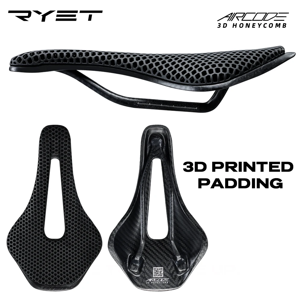 RYET Carbon Fiber 3D Printed Bike Saddle Ultralight Hollow Comfortable