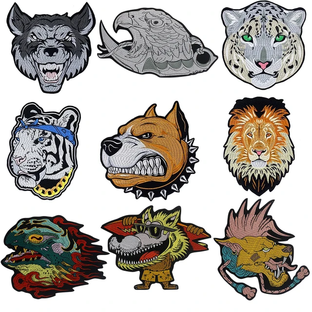 Wild Animal Patches, Leopard, Lion, Wolf, Tiger, Iron on or Sew on