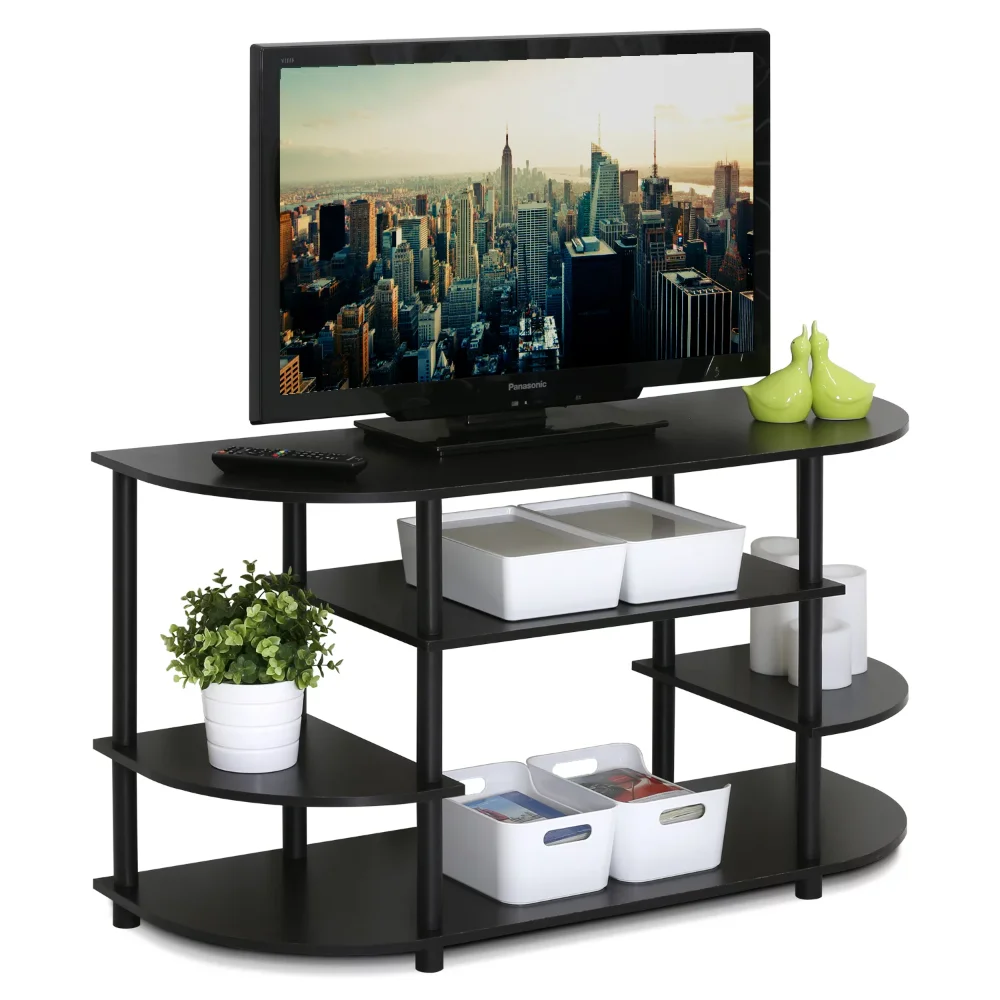 

Furinno JAYA Simple Design No Tool TV Stand, Black tv cabinet living room furniture modern tv stand