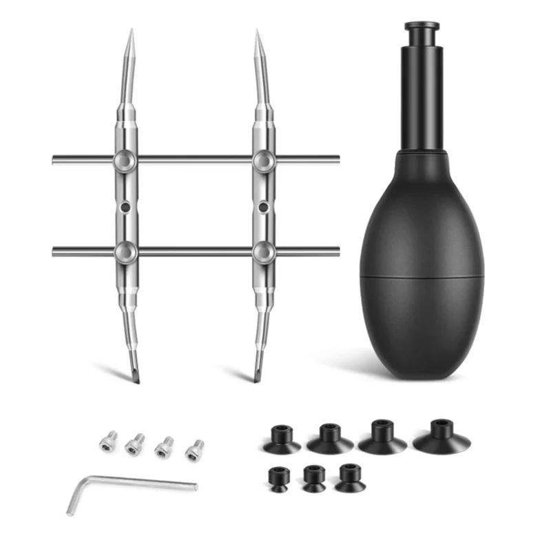 

Lens Sucker and Spanner Kit, IC Pick-Up Vacuum Suction Pen with 7 Interchangeable Suction Cups and Curved Tips