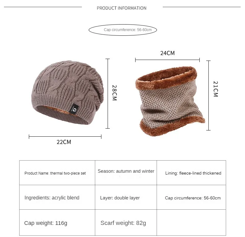 Charmingjolly Winter Beanie Hat Scarf 2pieces Warm Autumn Knitted Bonnet Women Men Versatile Ear Protection Velvet Neck Scarf Thickened Suit Free Shipping