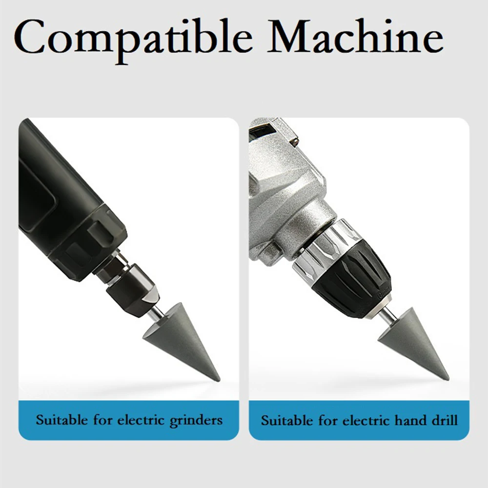 1PC 6mm Shank Diamond Burr Head Grinding Rotary File For Stone Carving 50#-1500# Conical Shape Woodworking Milling Cutter Head