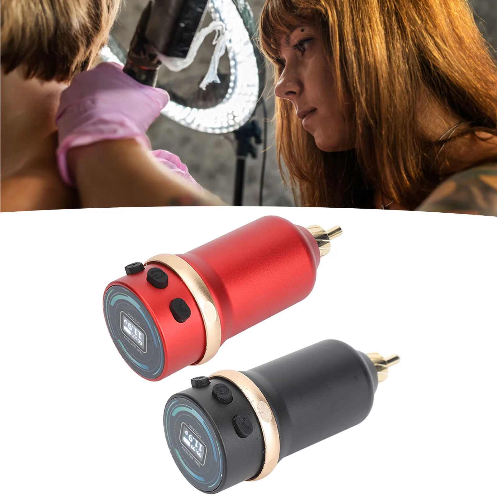 

Wireless Tattoo Pen Battery 1600mAh Tattoo Machine Battery Aluminum Alloy Interface Fast Charging 4‑12V Adjustable