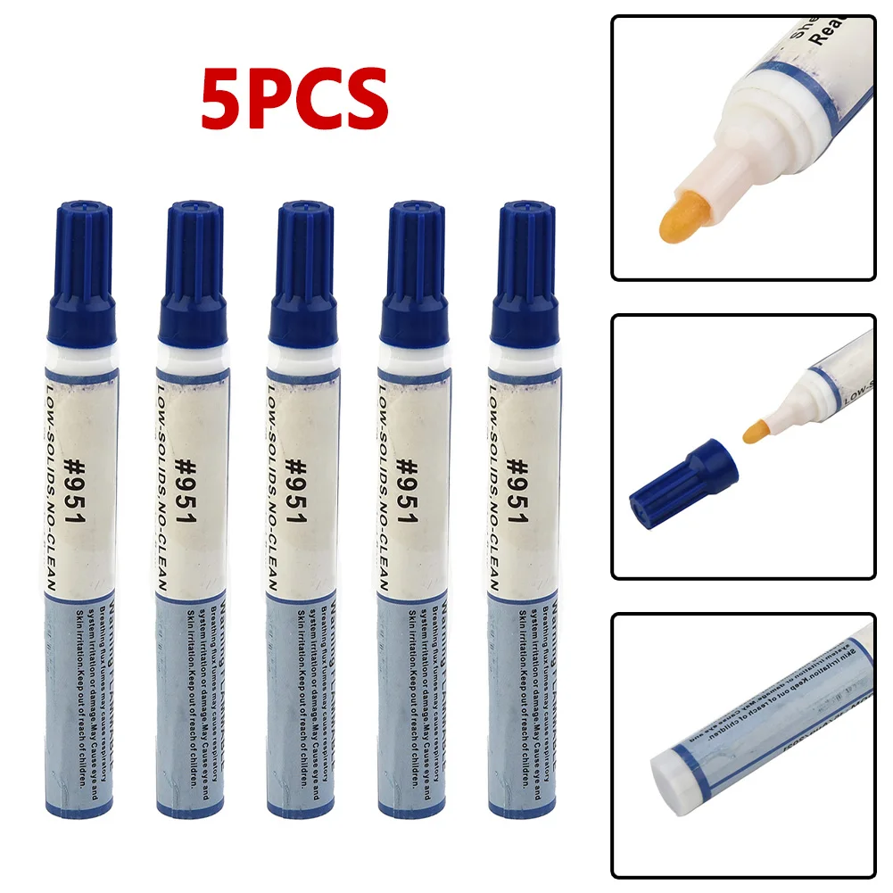 5pcs 951 Soldering Flux Pen 10ml 140*15mm Size For PCB Board Welding Electronic Maintenance Industry DIY PCB Welding Pen 3d mini pcb stereo christmas tree decoration diy music smd component welding training electronic kit