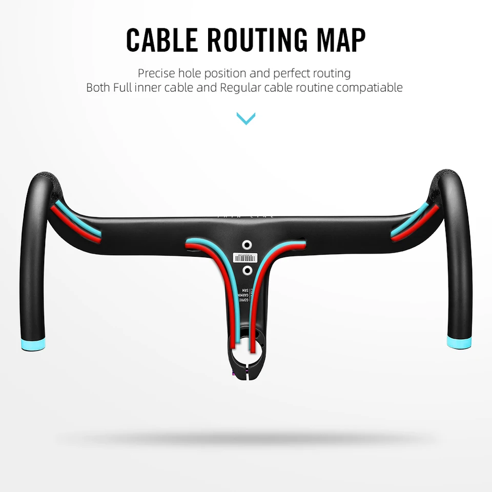 Syncros-Guidon de vélo de route en carbone intégré, câble entièrement interne, noir, Creston IC SL, Di2 256  18