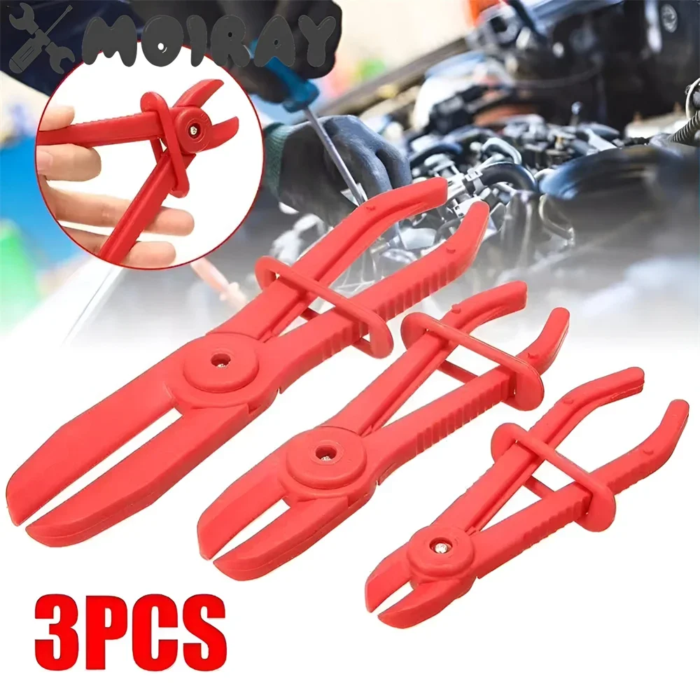 3-Piece Hose Clamp Pliers Set - Plastic Line Clamps For Brake, Fuel, Water Hoses (Yellow)