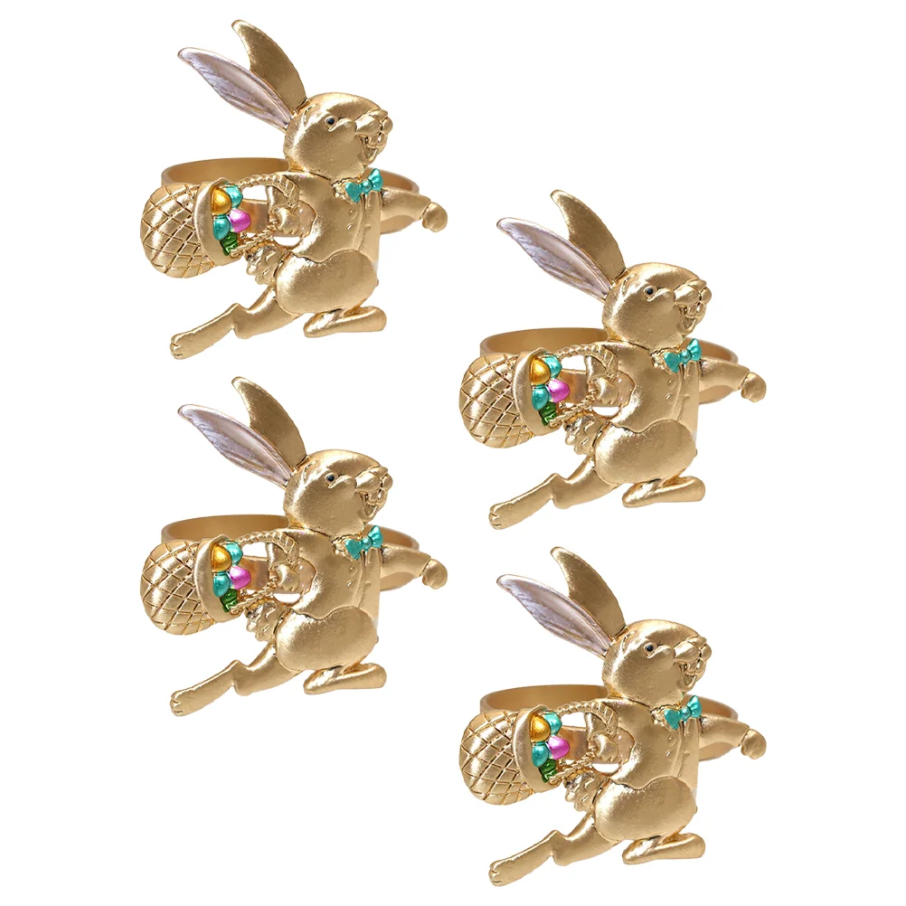

4pcs Rabbit Serviette Ring Napkin Buckle Napkin Ring Rabbit Buckle Easter Dinning Table Decor