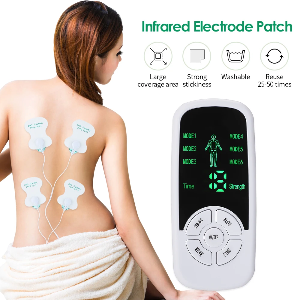 Portable White EMS TENS Massager Machine 6 Modes