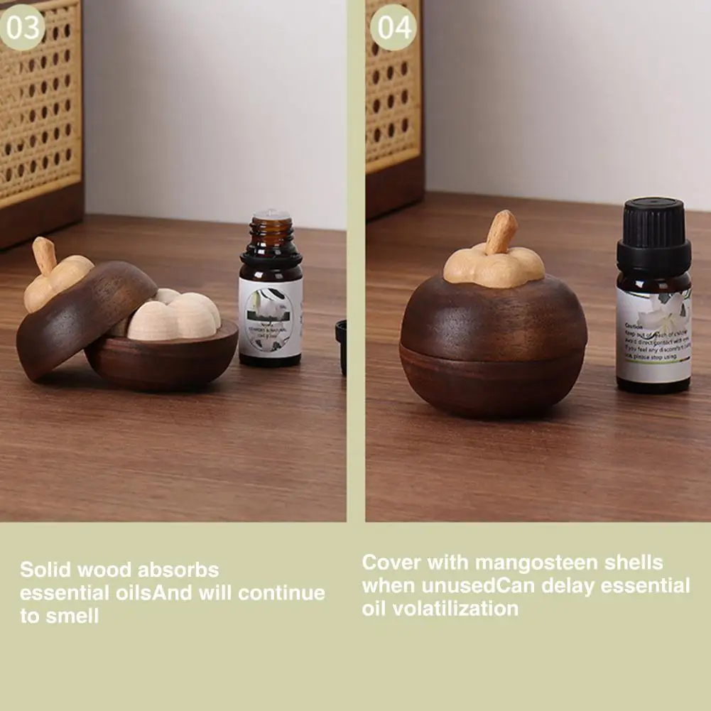 Diffuser for Bathroom Beech Solid Wood Mangosteen Shape Aromatherapy Diffuser Air Purifier for Living Room Bedroom Bathroom