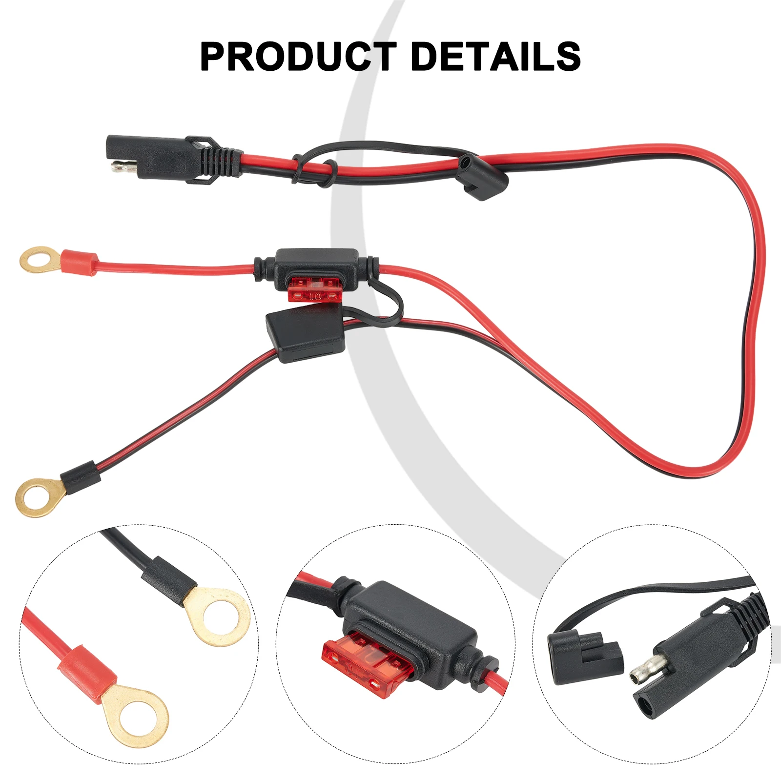 Câble Connecteur Rapide SAE 12V Pour Batterie Moto (10A, 120W, Noir, Neuf)