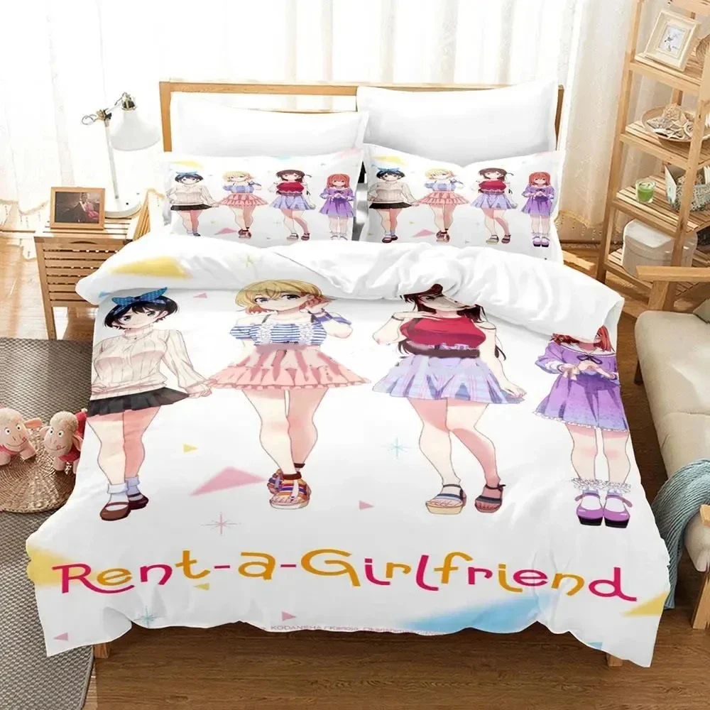 3D Anime Rent-A-Girlfriend Chizuru Bedding Set,Duvet Cover Bed Set Quilt Cover Pillowcase,King Queen Twin Size Boys Girls Adults