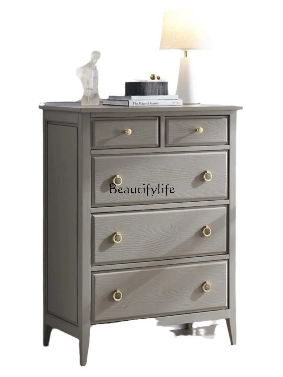 

Ash Wood Living Room Storage Cabinet Bedroom Multi-Functional American Drawer Cabinet