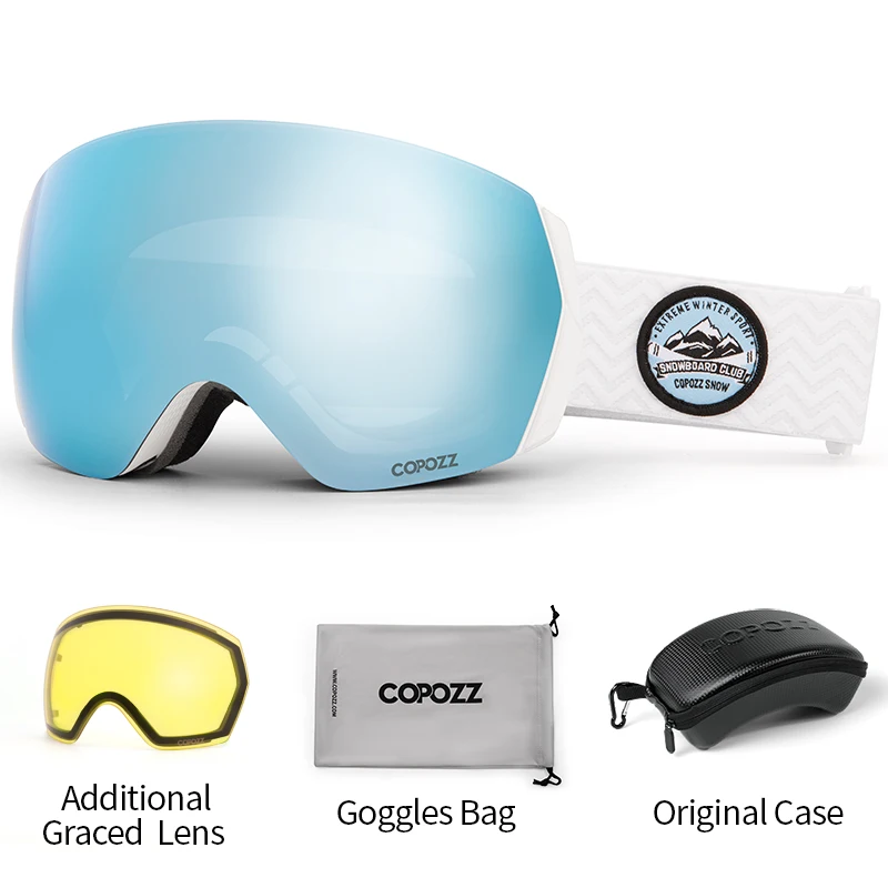 COPOZZ – lunettes de Ski professionnelles, Double couche, Anti-buée, UV400, pour homme et femme, pour la neige, le Snowboard, le sport, l'hiver