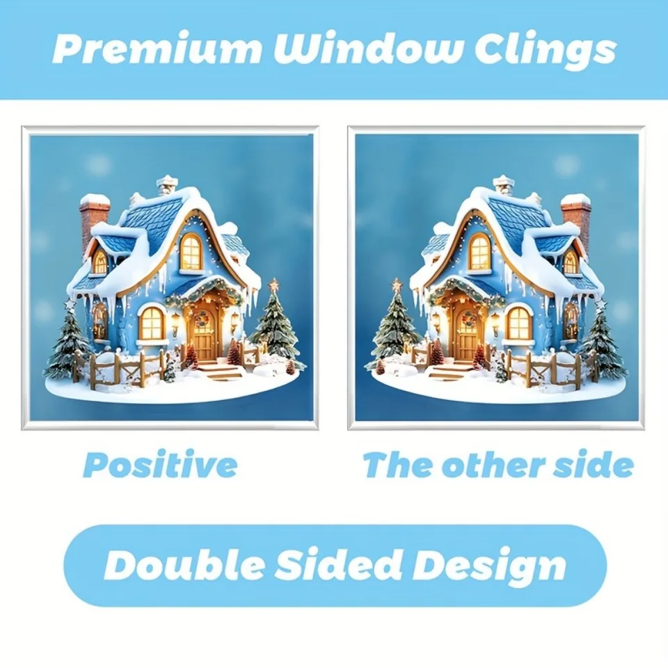 110pcs Christmas Window Clings - 3D Snowflake Window Decorations