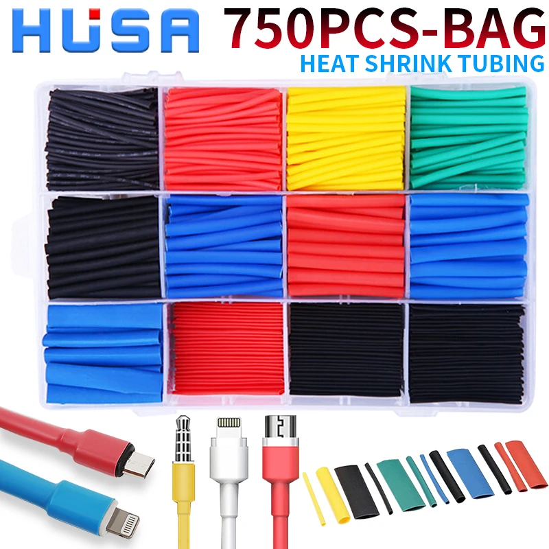 열 수축 내열성 튜브, 열 수축 포장 키트, 전기 연결 와이어 케이블 수리 절연, 1:2 비율, 750 BOX PCs