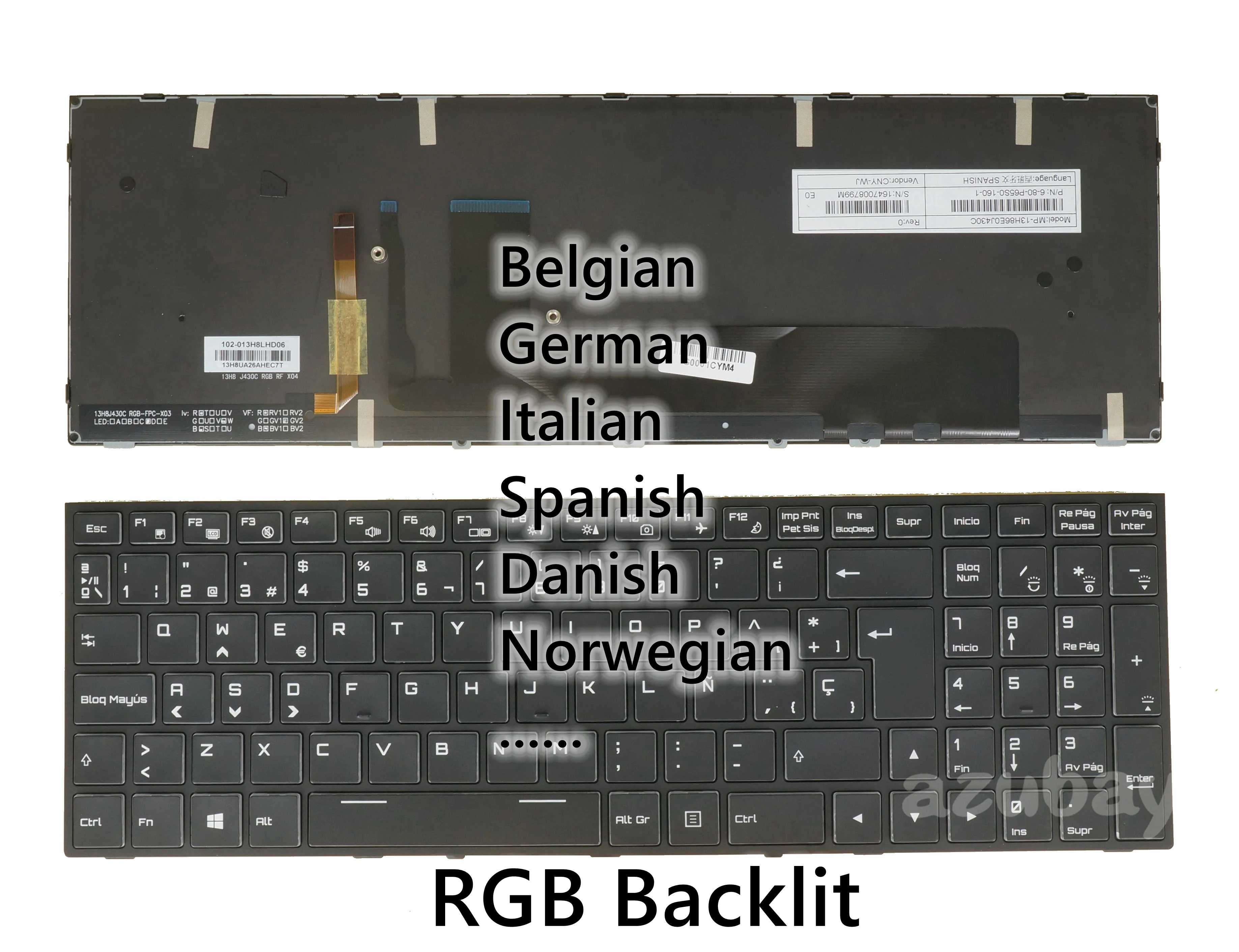 Belga Alemão Italiano Espanhol Dinamarquês Norueguês Teclado para Clevo P650hp3-g P650hp6-g P650hs-g P650rp6-g P650rs6-g P650rs-g Rgb