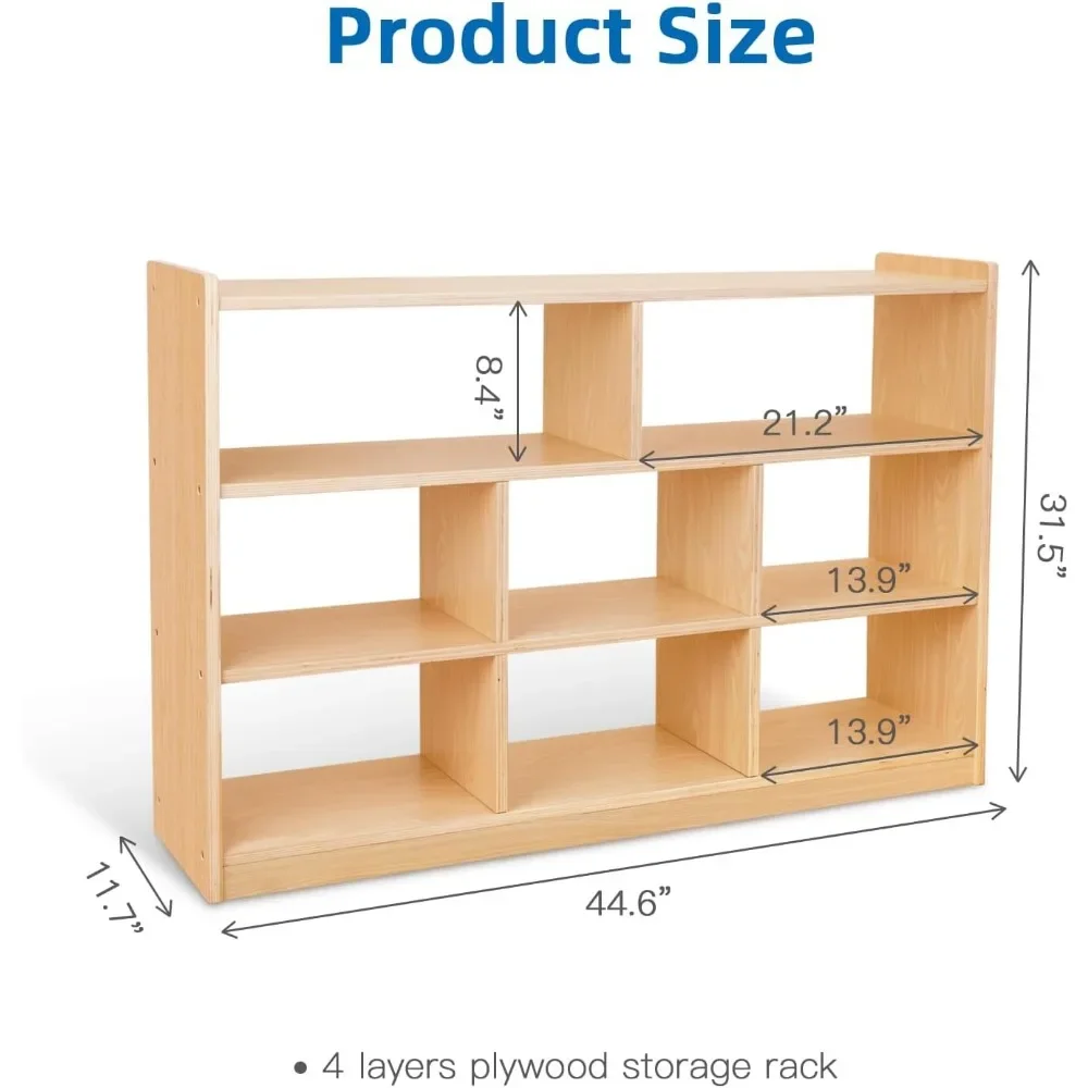 Shelf Toy Organizers and Storage, 31.5" H, 8-Compartment Wood Storage Cabinet, Montessori Bookshelf for Kids Room, Playroom 4