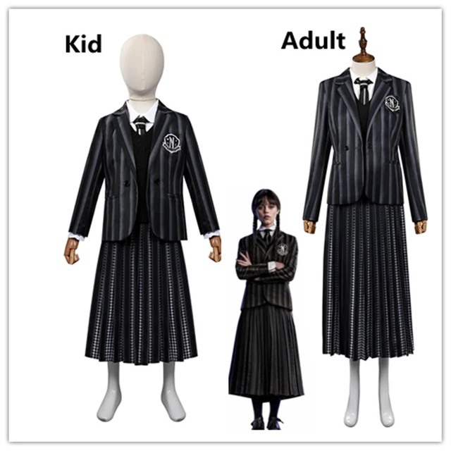 Wednesday Addams Wednesday Cosplay Costume School Uniform Outfits Halloween  Carnival Party Suit For Adult Kids - AliExpress