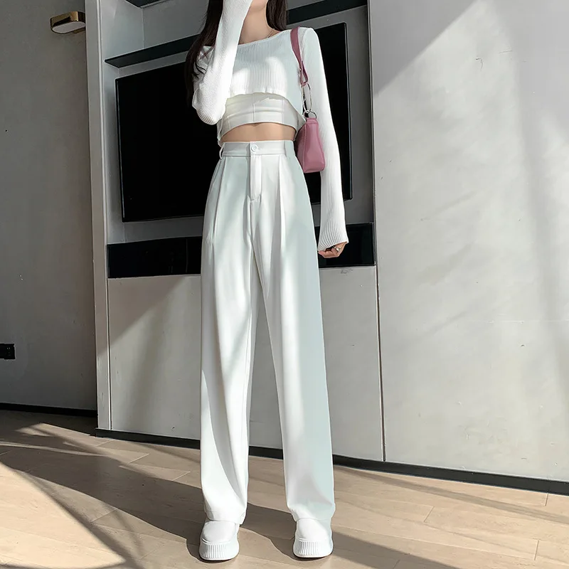 

Casual High Waist Joggers Y2k Women Korean Loose Wide Leg Trousers White Black Suits Pants Female Baggy Straight Sweatpants 2023