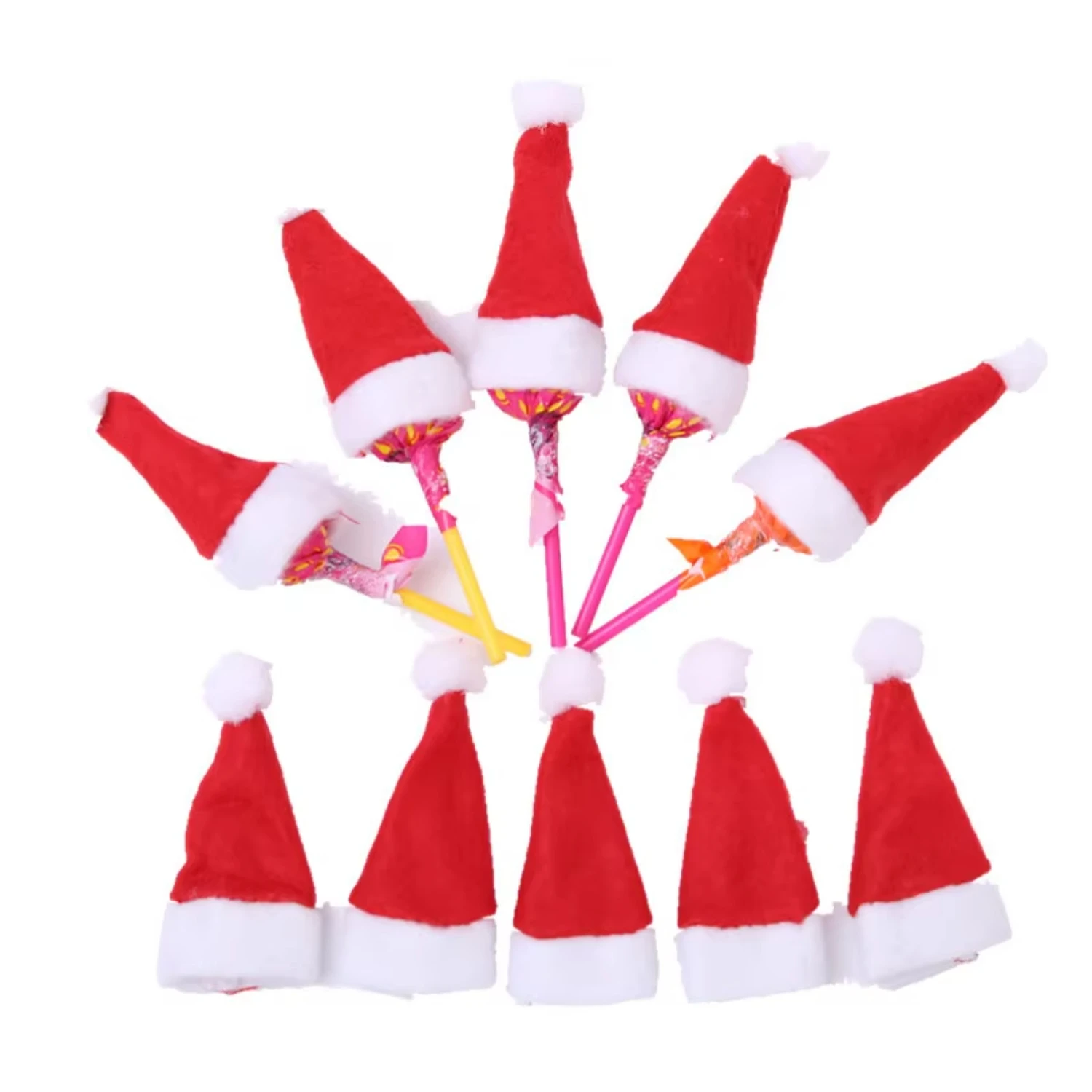 Santa Claus Woven Christmas Mini Santa Red Hats DIY Xmas